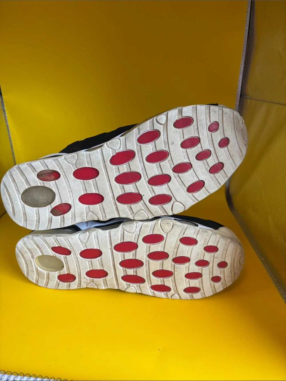 Nike Men White Black Sneakers with Red Swoosh Accent